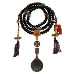 Buddha Stones Tibet 108 Mala Beads Purple Bodhi Seed Bagua Vajra Auspiciousness Bracelet Mala Bracelet BS 1