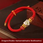 Buddha Stones 999 Sterling Silver Chinese Zodiac Natal Buddha Red Rope Luck Strength Handcrafted Kids Bracelet Bracelet BS Dragon/Snake-Samantabhadra Bodhisattva(Bracelet Size 12cm-16cm)