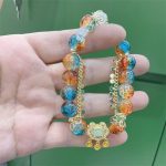 Buddha Stones Colorful Liuli Glass Bead Chinese Lock Charm Fortune Bracelet Bracelet BS 11