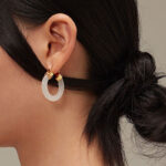 Buddha Stones Round Jade White Jade Prosperity Earrings Earrings BS 12