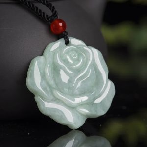Buddha Stones Lotus Pattern Jade Abundance Prosperity Necklace String Pendant Necklaces & Pendants BS Jade