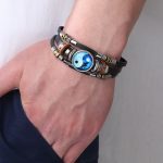 Buddha Stones Yin Yang Leather Balance Bracelet Bracelet BS 4
