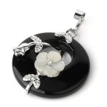 Buddha Stones Various Crystal Amethyst Green Aventurine Flower Healing Necklace Pendant Necklaces & Pendants BS Black Onyx