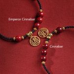 Buddha Stones Cinnabar Bead Fu Character Charm Blessing Braided String Bracelet Bracelet BS 2