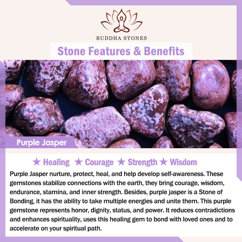 Buddha Stones Purple Jasper Bead Strength Bracelet Mala Mala Bracelet BS 1