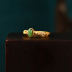 Buddha Stones Auspicious Cloud Pattern Cyan Jade Luck Adjustable Ring Ring BS 2