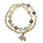 Buddha Stones Rose Quartz Elephant Healing Energy Charm Bracelet Bracelet BS 12