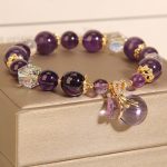 Buddha Stones Natural Amethyst Crystal Money Bag Charm Positive Bracelet Bracelet BS 2