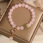 Buddha Stones Natural Pink Crystal Four Leaf Clover Soothing Bracelet Bracelet BS 6