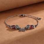 Buddha Stones Garnet Double PiXiu Copper Coin Protection Chain Bracelet Bracelet BS 14-20cm
