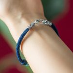 Buddha Stones Handmade 925 Sterling Silver Tibetan Om Mani Padme Hum Purity Braided Bracelet Bracelet BS 10