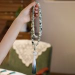 Buddha Stones Natural 108 Mala Beads Bodhi Seed Lotus Engraved Wisdom Tassel Bracelet Mala Bracelet BS 6