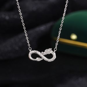 Buddha Stones 999 Sterling Silver Year of the Dragon Endless Knot Success Necklace Pendant Necklaces & Pendants BS Dragon(Protection♥Success)