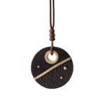 Buddha Stones Handcrafted Round Ebony Wood Copper Peace Necklace Pendant Necklaces & Pendants BS 10