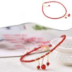 Buddha Stones Red Agate Confidence Calm Anklet Anklet BS 6
