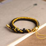 Buddha Stones Handmade Tibetan Black Gold Dragon Scale Rope Om Mani Padme Hum Purity Bracelet Bracelet BS 4