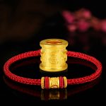 Buddha Stones Tibet 999 Gold Om Mani Padme Hum Engraved Protection Lucky Bead Bracelet Bracelet BS 4