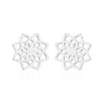 Buddha Stones Tibetan Lotus Pattern New Beginning Stud Earrings Earrings BS 1