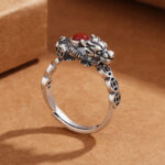 Buddha Stones PiXiu Copper Coin Red Agate Wealth Luck Ring Ring BS 2