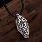 Buddha Stones Tibetan 925 Sterling Silver Om Mani Padme Hum Dorje Vajra Engraved Strength Necklace Pendant Necklaces & Pendants BS 7