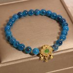 Buddha Stones Blue Candy Agate Chinese Lock Charm Healing Bracelet Bracelet BS 6