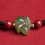 Year of the Rabbit Hetian Jade Bunny Cinnabar Beaded Abundance String Bracelet Bracelet BS 12