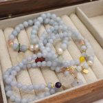 Buddha Stones Natural Aquamarine Chalcedony Serenity Rabbit Gourd Cat Charm Bracelet Bracelet BS 14