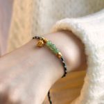 Buddha Stones Handcrafted Hetian Jade Lotus Charm Luck Braided Bracelet Bracelet BS 3