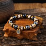 Buddha Stones Tibetan Zakiram Goddess of Wealth Liuli Glass Incense Ash Porcelain Bead Luck Bracelet (Extra 30% Off | USE CODE: FS30) Bracelet BS Blue White Liuli Glass Bead 14mm