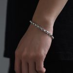 Buddha Stones 925 Sterling Silver Om Mani Padme Hum Carved Design Creativity Metal Bracelet Bracelet BS 11