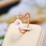 Buddha Stones Plum Blossom Leaf Pattern Copper Luck Ring Ring BS 1