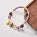 Buddha Stones Purple Phantom Purple Jade Scripture Citrine Love Wisdom Bracelet Bangle Bracelet Bangle BS 1