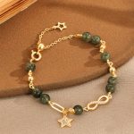 Buddha Stones 14K Gold Green Rutilated Quartz Möbius Loop Eternal Love Star Protection Bracelet Bracelet BS 5