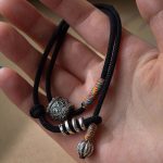 Buddha Stones Tibetan Om Mani Padme Hum Carved Amulet Double Wrap Bracelet Bracelet BS 9