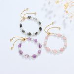 Buddha Stones Amethyst Pink Crystal Black Rutilated Quartz Spiritual Awareness Bracelet Bracelet BS 1