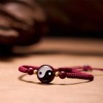 Buddha Stones Lucky Cinnabar Red String Yin Yang Symbol Bagua Blessing Bracelet Bracelet BS Cinnabar Red String Yin Yang Bracelet (Wrist Circumference: 14-18cm)