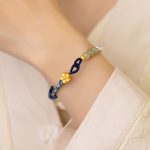 Buddha Stones 925 Sterling Silver Hetian Jade Peach Blossom Flower Pearl Braided Luck Bracelet 4