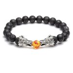 Buddha Stones White Turquoise Lava Rock Dragon Blessing Beaded Bracelet Bracelet BS 6