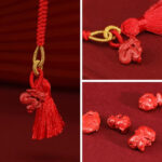 Buddha Stones Natural Cinnabar Dragon Blessing Red String Belly Chain Belly Chain BS 13