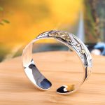 Buddha Stones 925 Sterling Silver Lotus Flower Calm Bracelet Adjustable Bangle Bracelet BS 5