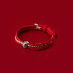 Buddha Stones 925 Sterling Silver Tibetan Zakiram Goddess of Wealth Luck Rope Bracelet Bracelet BS Red Beige Rope(Wrist Circumference 15-18cm)