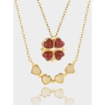 Buddha Stones 925 Sterling Silver Four Leaf Clover White Jade Red Agate Abundance Necklace Pendant Necklaces & Pendants BS 9