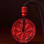Buddha Stones Natural Cinnabar Mountain Ghosts Spend Money Bagua Blessing Necklace Pendant Key Chain Necklaces & Pendants BS Cinnabar Necklace