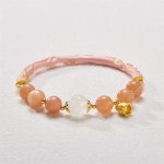 Buddha Stones Sun Stone Golden Silk Jade Lily of the Valley Charm Positive Bracelet Bangle Bracelet Bangle BS 2