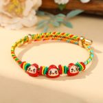 Buddha Stones Colorful Rope Zongzi Pattern Luck Handmade Child Adult Bracelet Bracelet BS Golden Colorful Rope-Three Zongzi (Red)(Wrist Circumference 12-20cm)