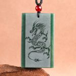 Buddha Stones Hetian Cyan Jade Dragon Engraved Success Necklace Pendant Necklaces & Pendants BS 1