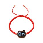 Buddha Stones Ebony Wood Cat Head Pattern Peace King Kong Knot Braided Bracelet Bracelet BS 12