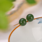 Buddha Stones 925 Sterling Silver Round Cyan Jade Healing Calm Stud Earrings Earrings BS 3