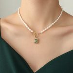 Buddha Stones Pearl Zircon Wealth Charm Necklace Pendant Necklaces & Pendants BS 13