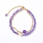 Buddha Stones 14K Gold Plated Amethyst Crystal Healing Double Layer Chain Bracelet Bracelet BS 7